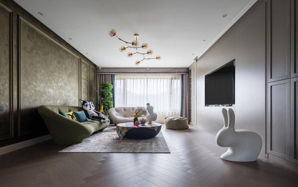 摩登复古风格室内家装案例效果图-客厅 摩登复古风格室内家装案例效果图-客厅